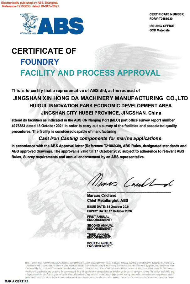 American Bureau of Shipping ABS certificate